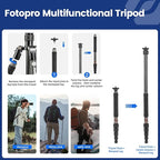 Fotopro 59” Carbon Fiber Travel Tripod, 2 in 1 Lightweight Monopod Tripods - Image 3