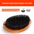 Curved Wave Brush for Men 360, Medium Hard Palm Hair Brushes with Boar Bristles for Black Hair Wavers to Creating 360 Waves (Stripes Yellow)