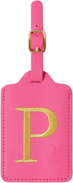 Personalized Rose Red Leather Initial Luggage Tags - Image 9