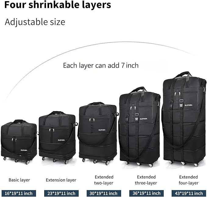 Expandable Foldable Luggage, Rolling Duffle Bag - Image 2