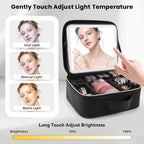 Travel Makeup Bag with LED Mirror and Light Travel Makeup Case Cosmetic - Image 2