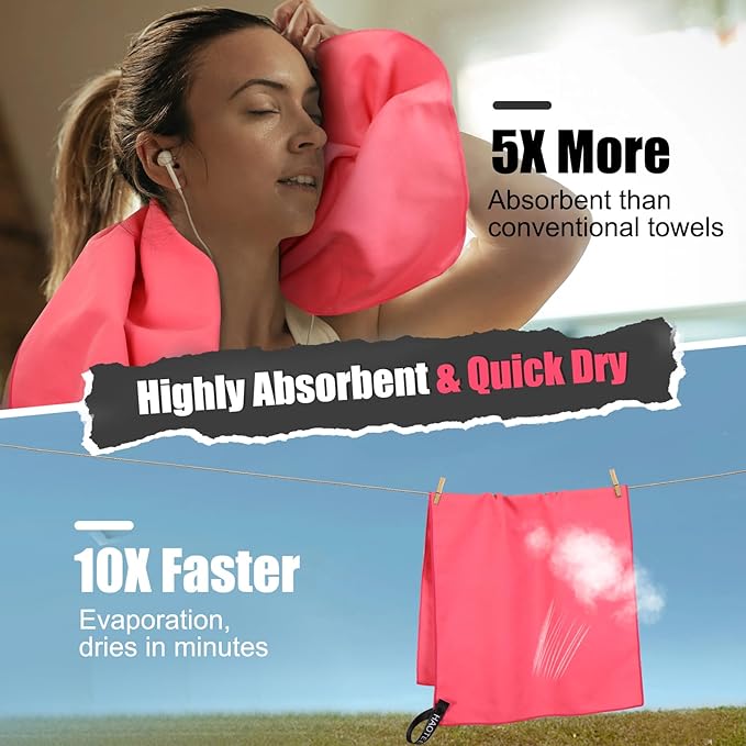 Quick Dry Travel Towel, 3 Sizes 1 Pack Camping Microfiber Towel, Lightweight - Image 4