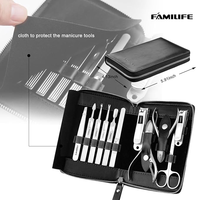Manicure Kit, FAMILIFE Professional Manicure Set Nail Kit, 11 in 1 Stainless - Image 4
