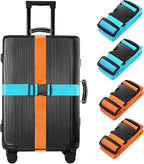 BILIONE 4 Pack Luggage Straps 79" Long Belts Keep Suitcase Secure While by BILIONE