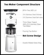 ZENS Modern Glass Tea Infuser Teapot, Smart One Touch Tea Maker - Image 7