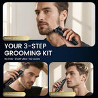 Ufree 3-in-1 Beard Trimmer Kit, Men's Electric Shaver Razor for Mustache Body Nose Facial Hair, Professional Hair Trimmer, Rechargeable Clippers, Waterproof Beard Grooming, Birthday Gifts for Men