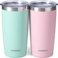 SUNWILL Travel Coffee Mug with Lid, 20 oz Tumbler Set of 2, Insulated Stainless by SUNWILL