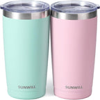 SUNWILL Travel Coffee Mug with Lid, 20 oz Tumbler Set of 2, Insulated Stainless by SUNWILL
