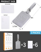 Teskyer Luggage Tags, 3 Pack Premium PU Leather Luggage Tags - Image 7
