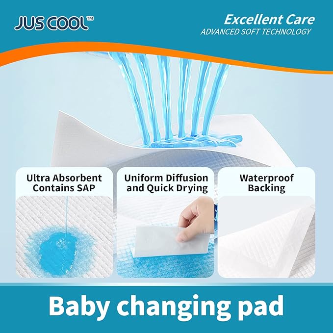 JUS COOL Baby Disposable Changing Pads, 24”x 24” Underpads Portable Diaper - Image 4