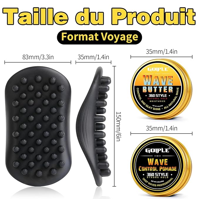 Wave Pomade Hair Twist Sponge Brush Twist Styler for Black Men, Washable Afro Curl Sponge Racket for Barbers & Daily Use, Ideal for Curly, Rubber Large Tooth Brush Hair Pomade Styling Set