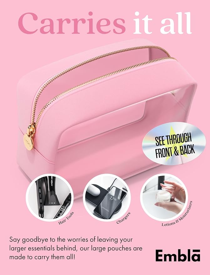 Clear Makeup Bag Zipper Pouch, Transparent Cosmetic Case Organizer, TSA - Image 4