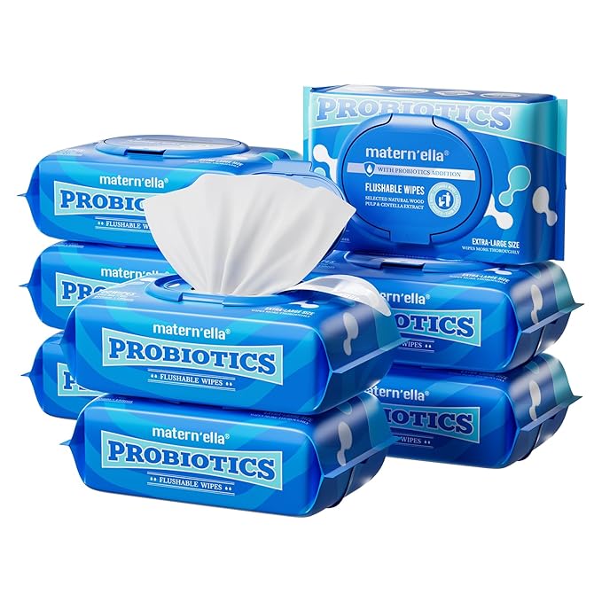 matern'ella Flushable Wipes Extra Large 8 Packs 640 Wipes Wet Wipes by maternella