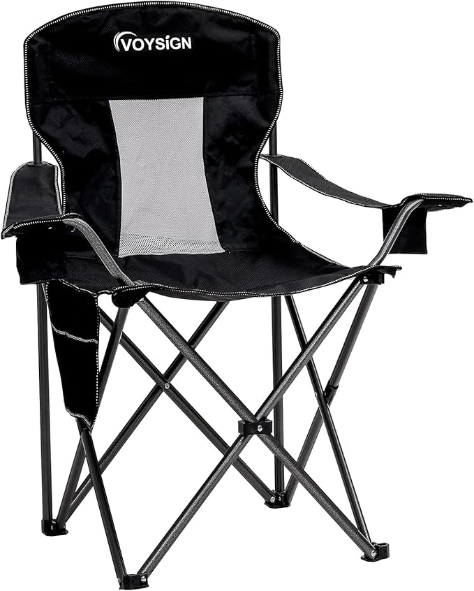 Mesh Folding Camping Chairs for Adults, Oversized Portable Outdoor Chairs by VOYSIGN