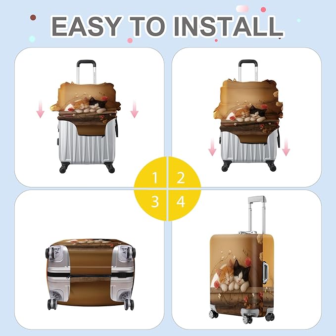ANNA QUEEN Sleeping Cats Luggage Cover, Adorable Kitten Design - Image 6