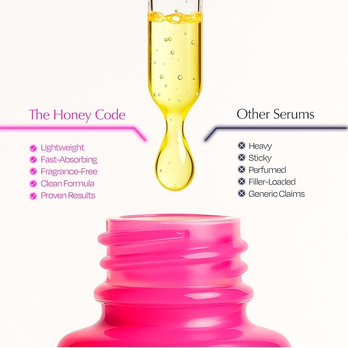 The Honey Code Bee Venom Serum - Hydrating & Firming face - No Parabens or Sulfates - 30ml 1Fl.oz - Squalane, Hyaluronic Acid, Vitamin C Skin Care Formula 0.5% Real Bee Venom