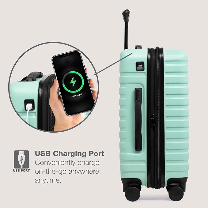 U.S. Traveler Boren Polycarbonate Hardside Rugged Travel Suitcase Luggage - Image 4