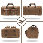 Wildroad Waxed Canvas Duffle Bag - 60L Waterproof Genuine Leather Weekender - Image 6