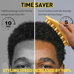 Hair Twist Sponge Brush Twist Styler Comb for Black Men - Washable Afro Curl Sponge Racket for Barbers & Daily Use, Ideal for Coiled, 4C Hair - Wave Pomade Butter Rubber Large Tooth Brush Set (Gold)