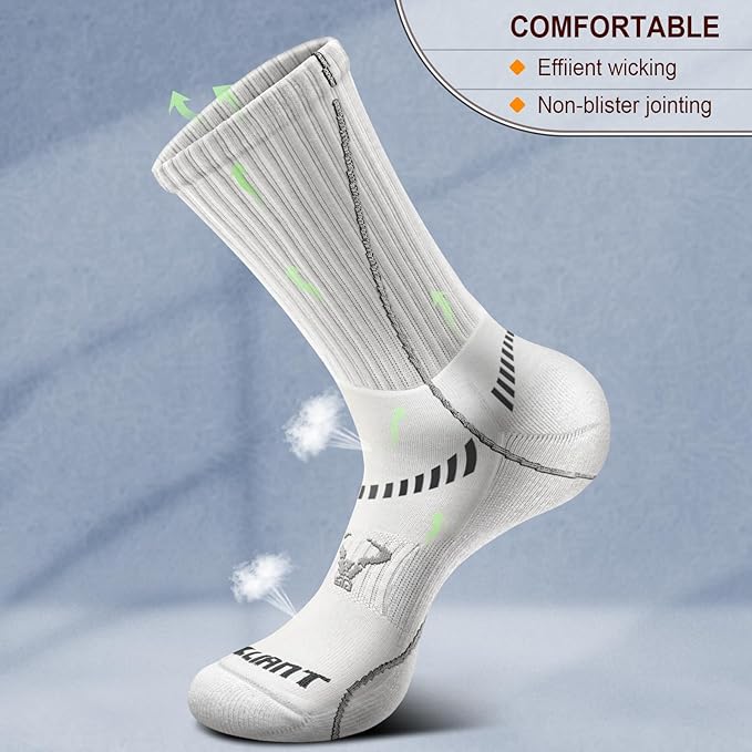 BULLIANT Compression Socks for Men 6Pairs, Athletic Crew Socks Cushioned For - Image 5