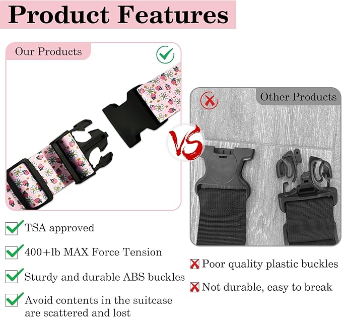 Strawberry Luggage Straps for Suitcases TSA Approved, Luggage Identifiers for - Image 4