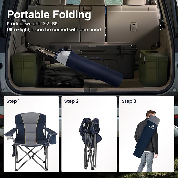 HIGH POINT SPORTS Oversized Portable Camping Folding Chair, Heavy Duty Portable - Image 9