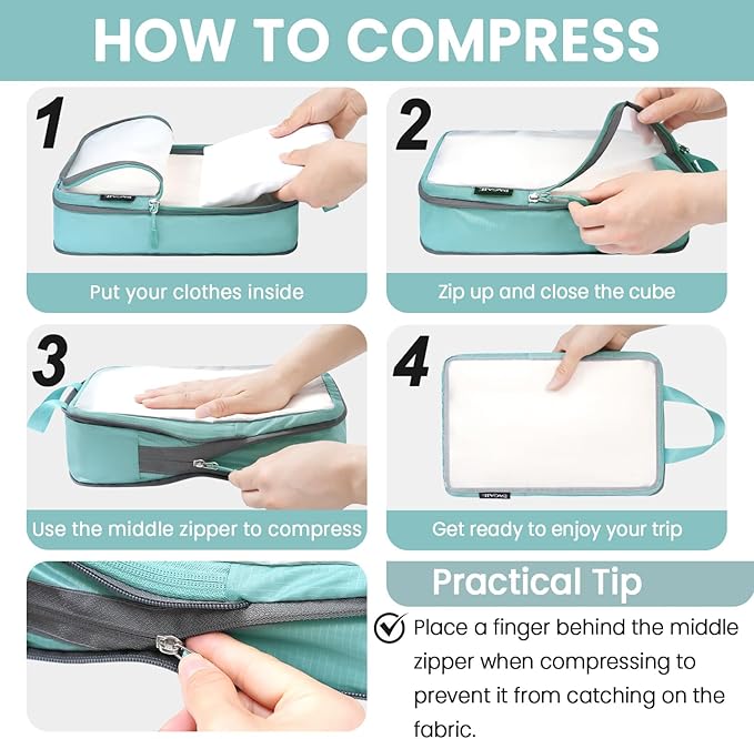 BAGAIL 6 Set Ultralight Compression Packing Cubes Packing Organizer - Image 4