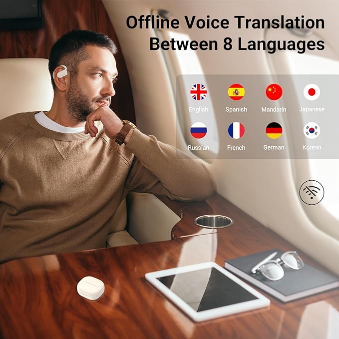 M9 AI Language Translator Earbuds Open-Ear Headphones Support 144 Languages & - Image 4