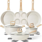 13 Pcs Pots and Pans Set, Nonstick Cookware Sets White Granite Induction by SODAY