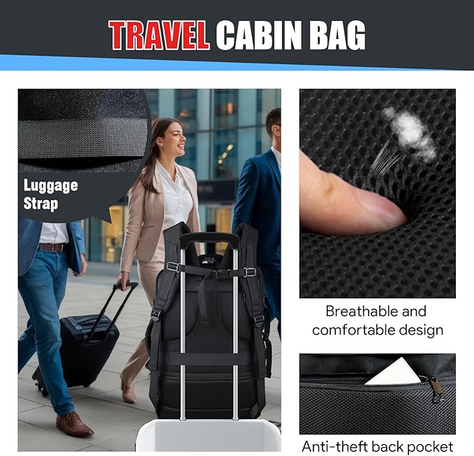 55L Extra Large Travel Backpack, Expandable 50L - 60L Carry On Backpack - Image 8