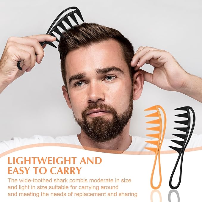 Wide Tooth Comb 2 PCS Large Row Combs Thick Knotting Curls Curly Wet Wigs Hair Stylist Comb Anti-slip Teeth Hook Handle Hairstyle Set Fine Detangling Hairdressing Scratch Scalp Tidy Shower Appliances