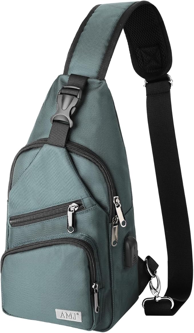 AMJ Crossbody Sling Bag Men Women, Casual Shoulder Backpack, Chest Daypack by AMJ