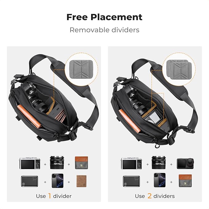 K&F Concept 2 in 1 Sling Bag Everyday Shoulder Bag & Multifunction Photography - Image 3