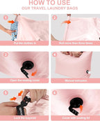 Travel Laundry Bag, Pump Free Vacuum Storage Bag Reusable Compression Dirty - Image 4