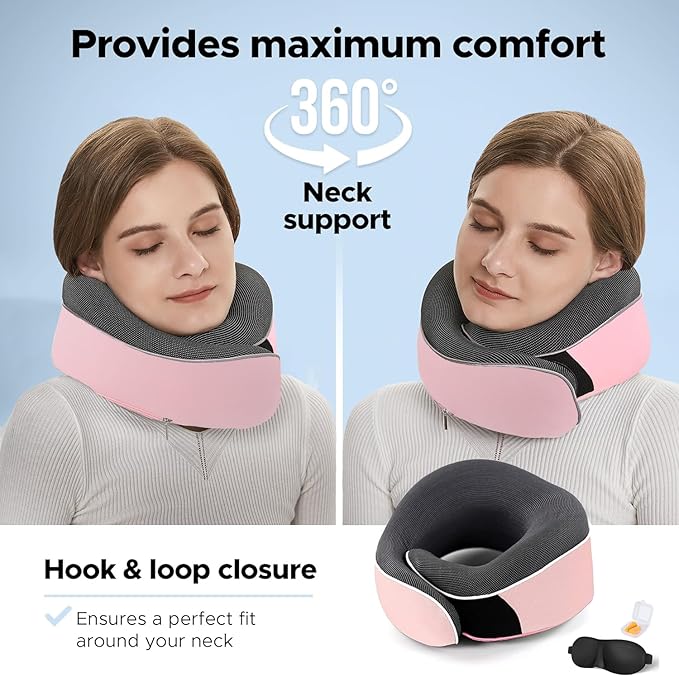 Travel Neck Pillow, Best Memory Foam Airplane Pillow - Image 5