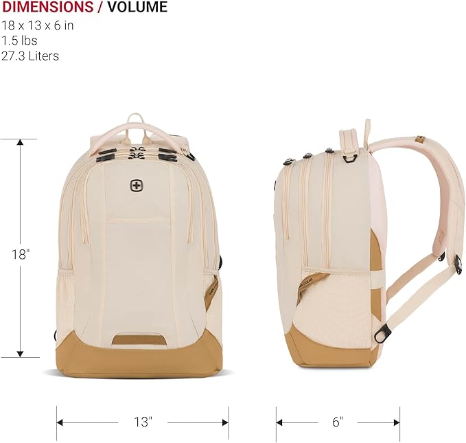 SwissGear Cecil 5505 Laptop Backpack, Cream/Warm Sand - Image 5