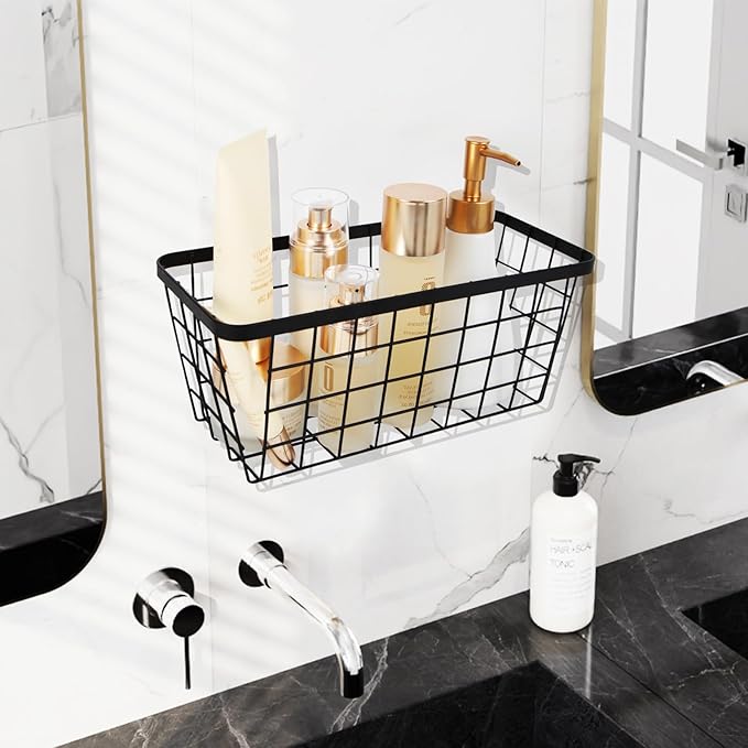 2 Pack Hanging Wall Basket Organizer Over the Cabinet Door Wire Baskets - Image 5