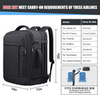 55L Extra Large Travel Backpack, Expandable 50L - 60L Carry On Backpack - Image 6