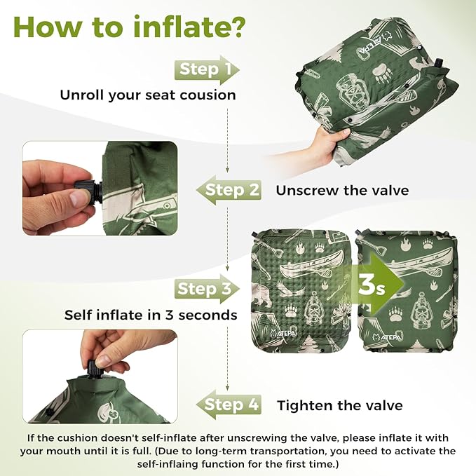 ATEPA Inflatable Stadium Seat Cushion, Self-Inflating Memory Foam Stadium Seats - Image 5