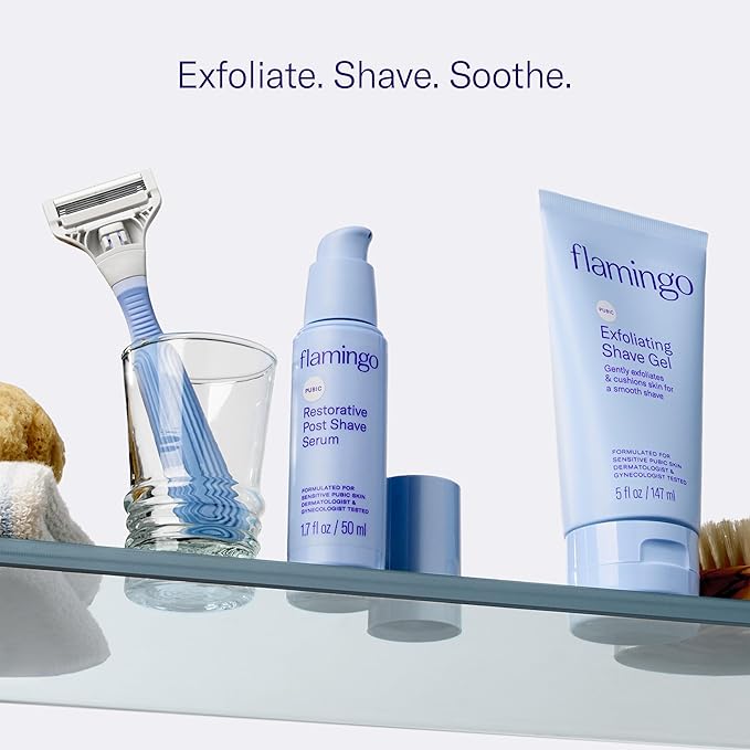 Flamingo Pubic Hair Shaving Skin Care Set, Exfoliating Shaving Gel - Image 5