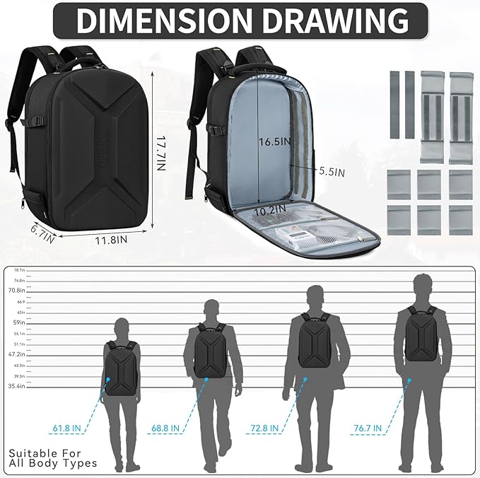 TORIBIO Camera Backpack, Hardshell DSLR Photography Camera Bag, Waterproof Hard - Image 5