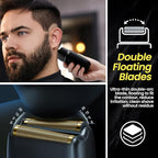 Electric Foil Shavers for Men, 3 Speed Electric Razor for Men, High Speed Dual Floating Blades, IPX7 Waterproof Wet & Dry, LED Display, USB Type C Charging, Foil Razor for Face/Beard/Head (Black)
