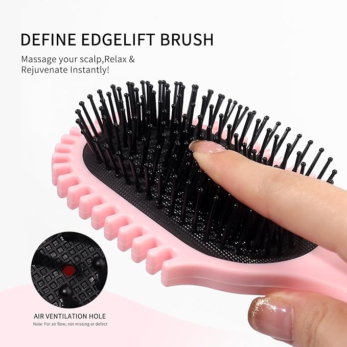 New Multifunctional Curly Hair Cushion Comb, 1Pc Oval New Air Cushion Comb WithHandle, Define Styling Brush,DetanglingHair Brush, Professional Hairstyle Comb, BouncingHair Brush (Black Pink)
