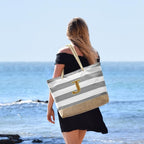 Becokan Beach Bag Initial Beach Tote - Image 5