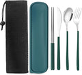 Portable Travel Camping Cutlery Set, TWUTGAYW Silver Green Reusable Flatware by TWUTGAYW