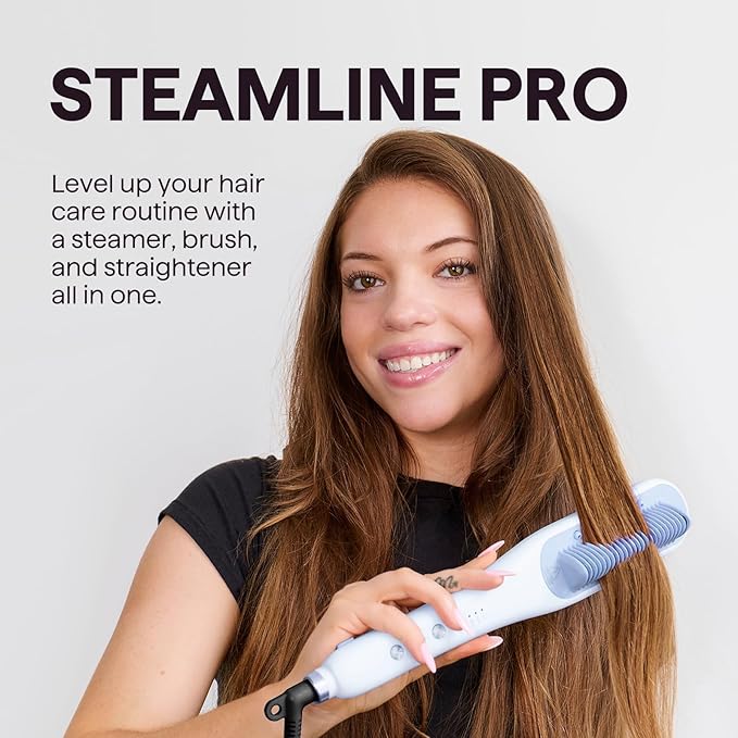 Wavytalk Pro Steam Hair Straightener Brush, Steamline Pro 3 in 1 Straightening Brush, Steam Reduces Damage, Nourishes Hair, and Expedites Straightening
