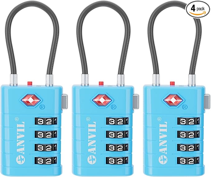 ANVIL 4 Digit Luggage Locks, TSA Locks by ANVIL