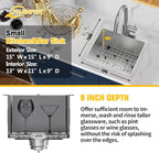 Small Kitchen Sink, 15x15 Inch Bar Sink Stainless Steel Drop In Small Kitchen - Image 3