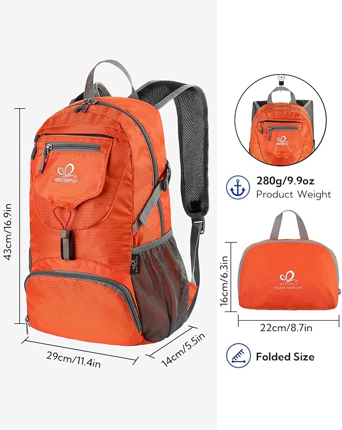 WATERFLY Small Lightweight Packable Backpack: 20l Ultra Light Foldable Travel - Image 2