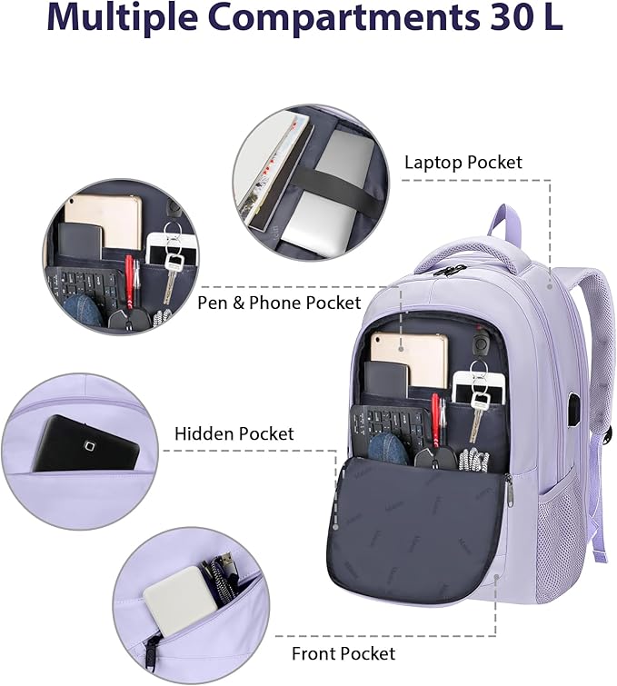 MATEIN College School Backpack for Women, 17 Inch Large College Laptop Bookbag - Image 9
